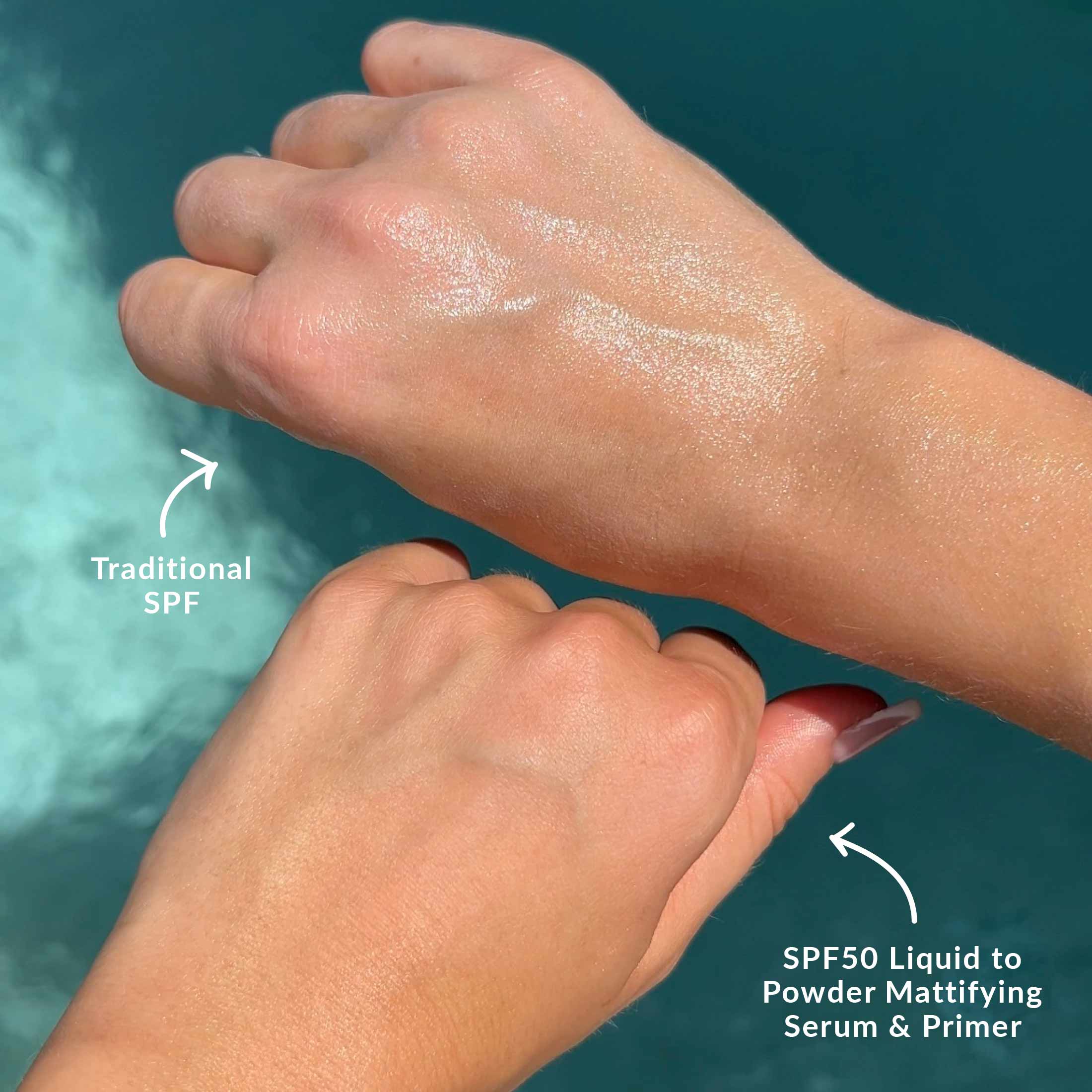 SPF50 Liquid to Powder Mattifying Serum & Primer - Watermelon