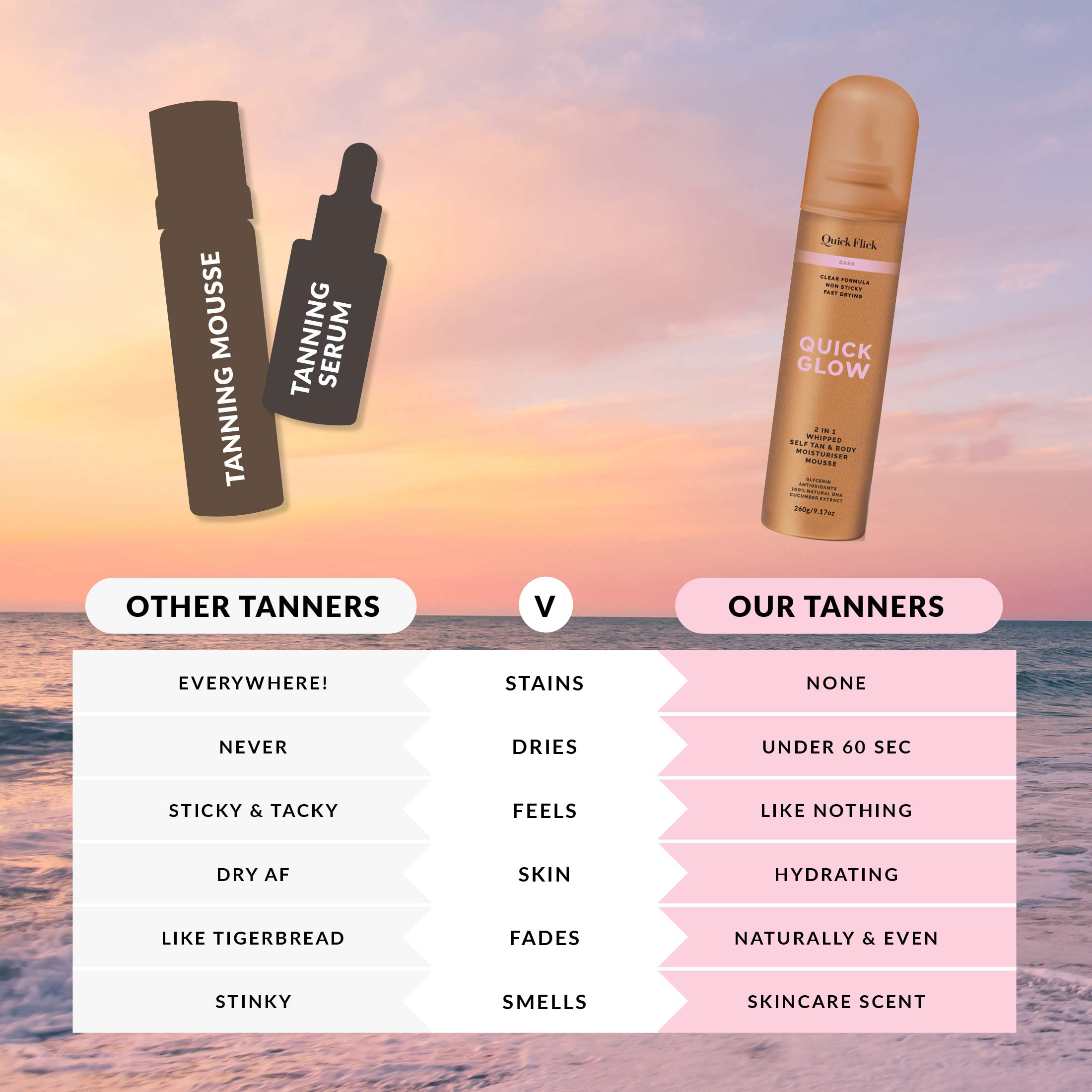 Dark Whipped Tan & Body Moisturiser Mousse